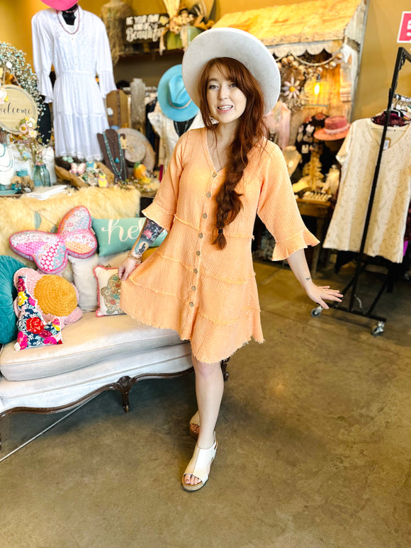 Tangerine Gauze Dress
