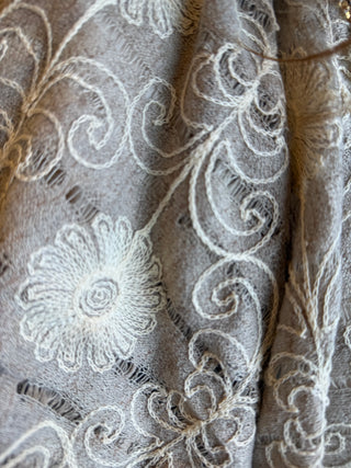 Taupe Flower Embroidered Blouse