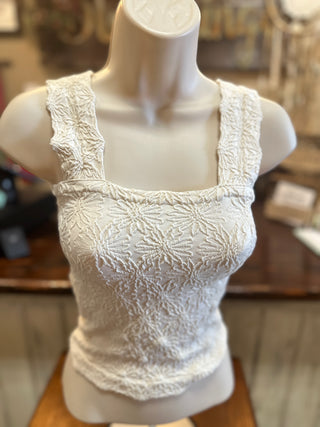 Floral Jacquard Tank Top in Coffee, Ivory, Oatmeal, Jade, Black and Red