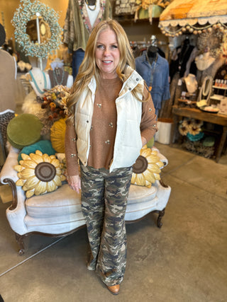 Cello Washed Camo Wide Leg Jean