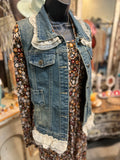Lace Ruffle Denim Vest