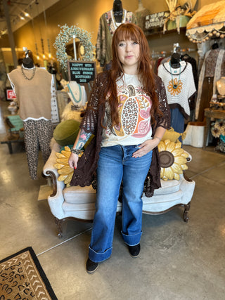 Retro Pumpkin and Flowers Graphic Tee