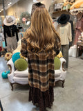 Brown Plaid Teddy Coat