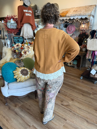 Sepia Lace Trim Thermal Top