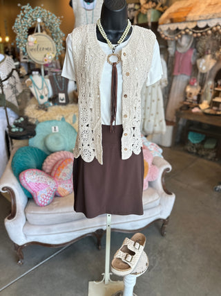 Skort 20" in Black, Brown or Camel