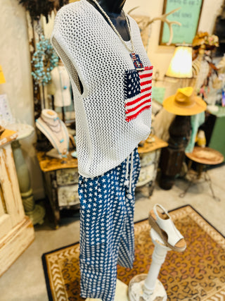 USA Flag Knit Top