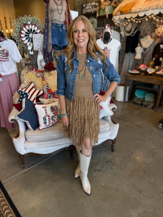 Taupe Fringe Tunic