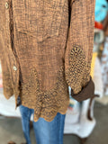 Coffee or Cream Lace Mixed Top