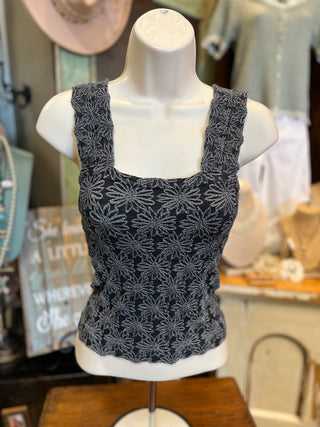 Black or Rust 2Tone Jacquard Tank Top