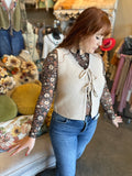 Beige Two Tie Vest