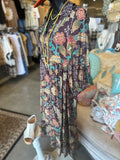 Brown Mixed Floral Midi Dress