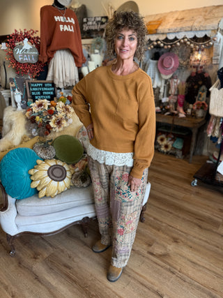 Sepia Lace Trim Thermal Top