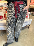 Leopard Tie Waist Barrel Jeans