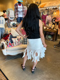 White Ruffle Fringe Skirt