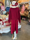 Burgundy Cinched Sweater Dress Set