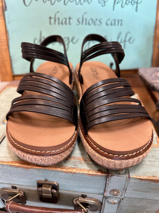 Corkys What About Now Wedge in Black or Cognac