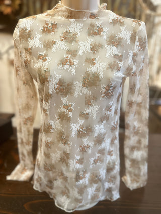 Ivory Rust Floral Lace Top