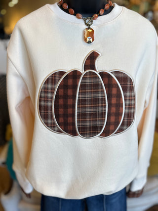 Pumpkin Patchwork Terry Knit Top