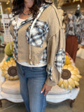 Hazelnut or Rosewood Plaid Patch Hoodies