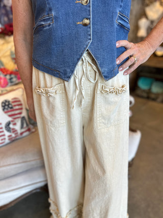 Natural Ruffle Hem Pant