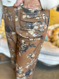 Brown Floral Twill Pant