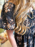 Black and Brown Floral Chiffon Dress