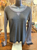 Barn Red, Charcoal or Cream Mixed Knit Top