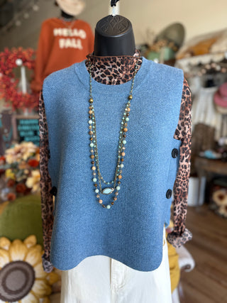 Denim Side Button Vest