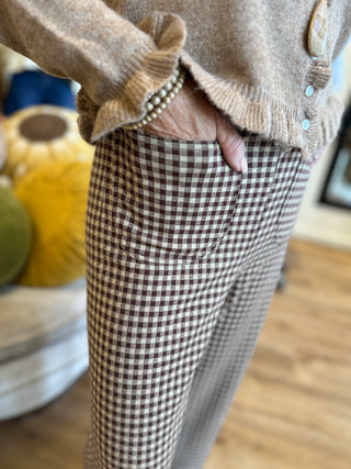 Brownie Gingham Ruffle Hem Pant