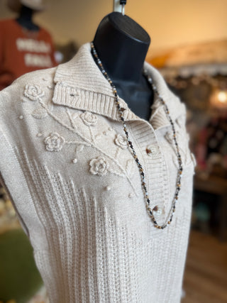 Taupe Embroidery Vest