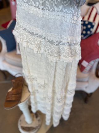 Cream Lace Ruffle Skirt