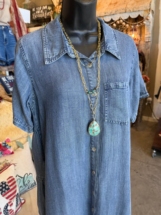 Denim Back Tiered Dress