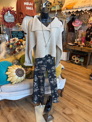 Black Floral Pant
