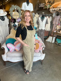 Tie Strap Twill Overalls in Denim, Light Camel and Violet