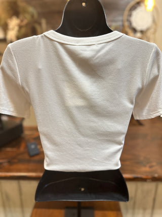Rib Knit White Crop Top
