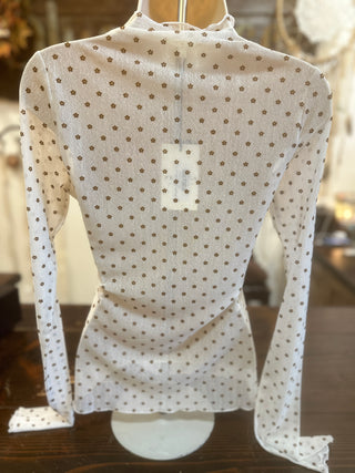 Brown Daisy Mesh Top