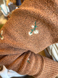 Rust Floral Embroidery Sweater
