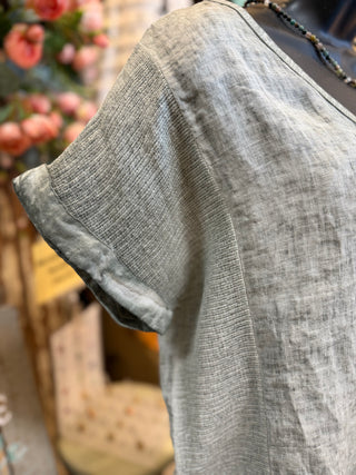 Textured Linen Tee Shirt in Camel, Khaki, Black, White, Duck Green , Navy, Red or Denim Blue
