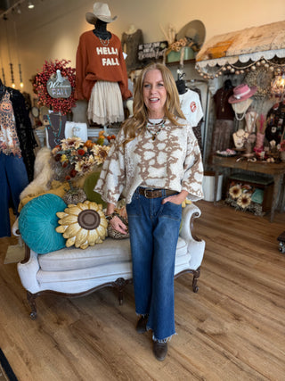 Oatmeal Snake Print Sweater