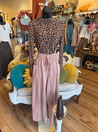Taupe Leopard Print Mesh Top