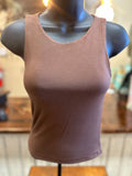 Brown or Black Rayon Shell Tank Top