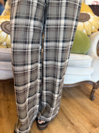 Brown, Black and Beige Plaid Trouser