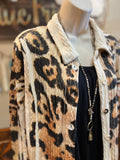 Leopard Sweater Jacket with Lace Trim