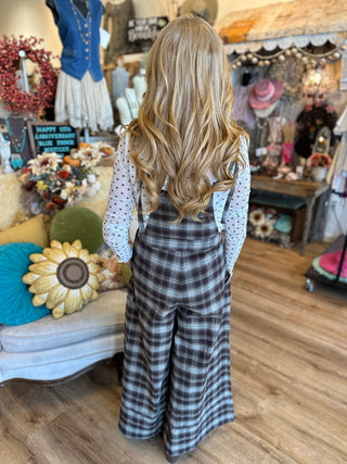 Brown Plaid Overalls