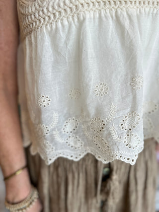 Natural Eyelet Crochet Tank Top