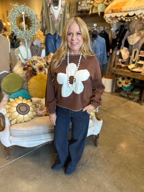 Brown Daisy Sweater