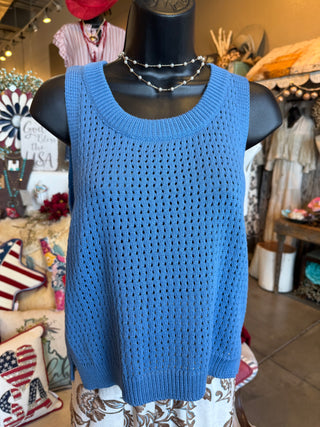 Blue Sleeveless Sweater
