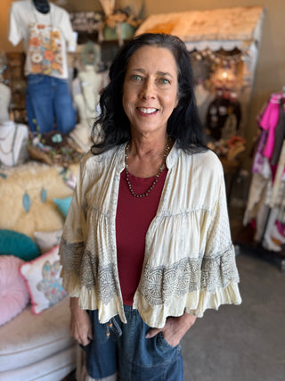 Boho Patchwork Lace and Ruffle Jacket