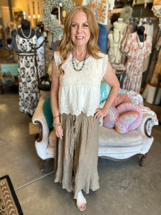 Natural Eyelet Crochet Tank Top