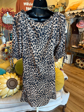 Leopard Print Dress w/Ruffles